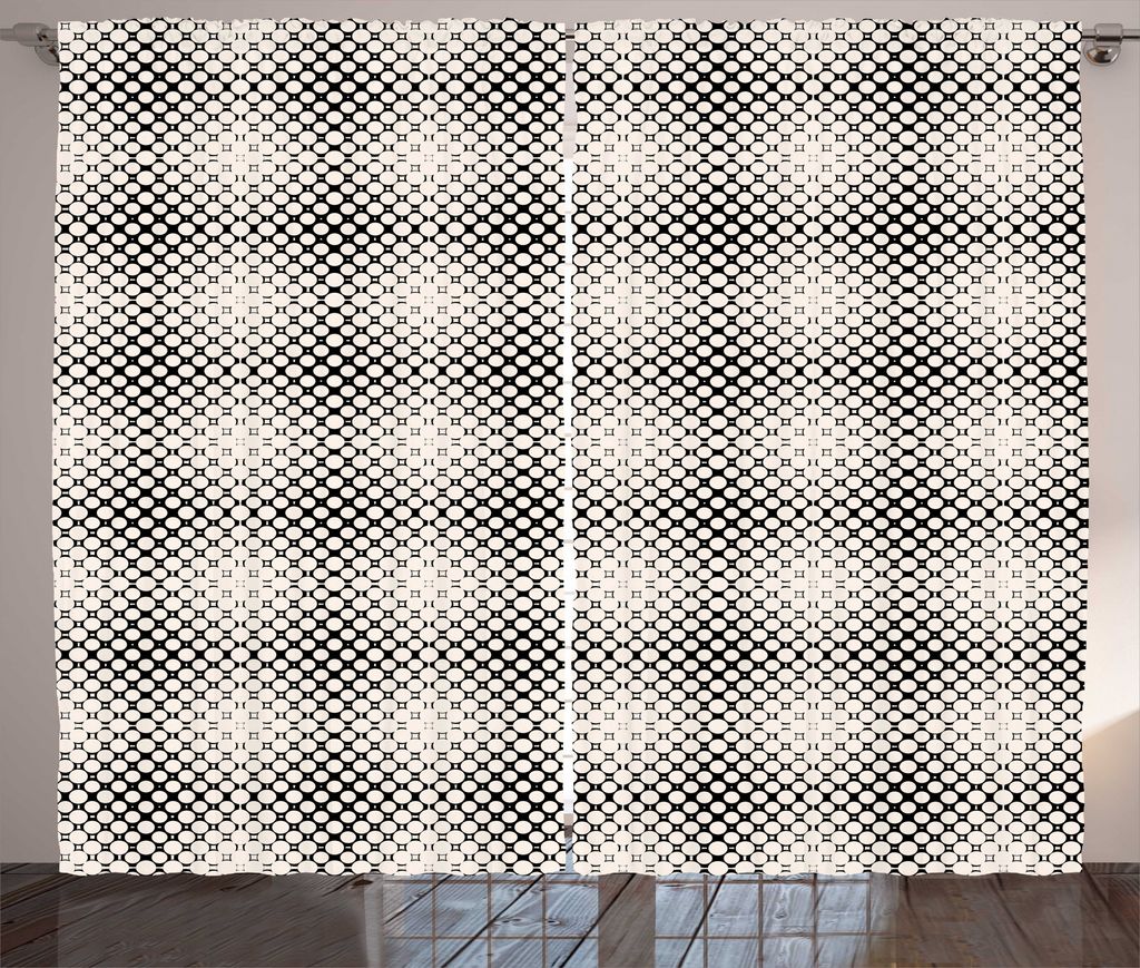ABAKUHAUS Geometrisch Rustikaler Gardine, Abstrakte Kreise Quadrate, Wohnzimmer Universalband Gardinen mit Schlaufen und Haken, 280 x 225 cm, Eisch...