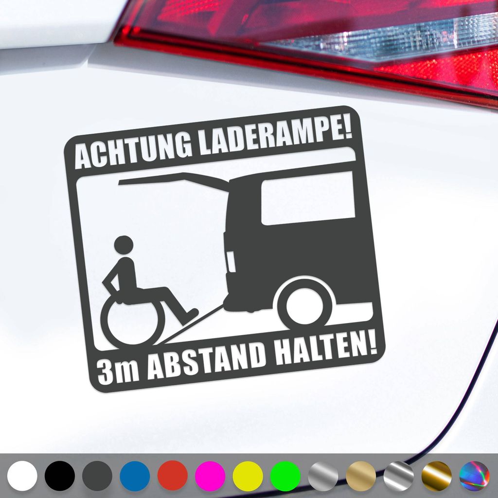 PantherPixel Rollstuhl Aufkleber Behindert 3m Rampe Rollstuhlfahrer Sticker Auto Geschenkidee Farbe Dunkelgrau