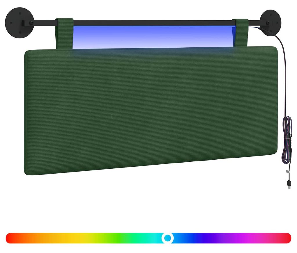 vidaXL Hängendes Kopfteil Mit LED Licht Dschungelgrün Cordstoff