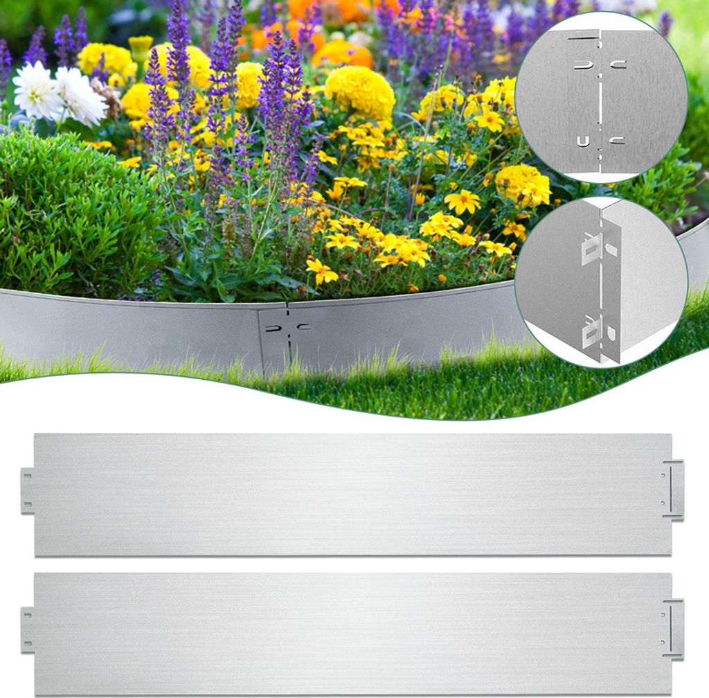 Rasenkante Einfache Montage Profilkante Rasenborde Gartenpalisade Beetrand 100x18cm 30m