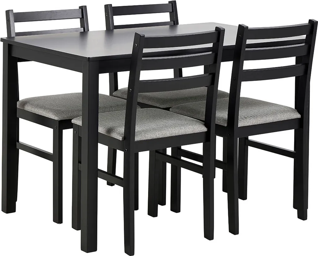 Ensemble Table Noire 110cm et 4 Chaises Alicante Design Moderne