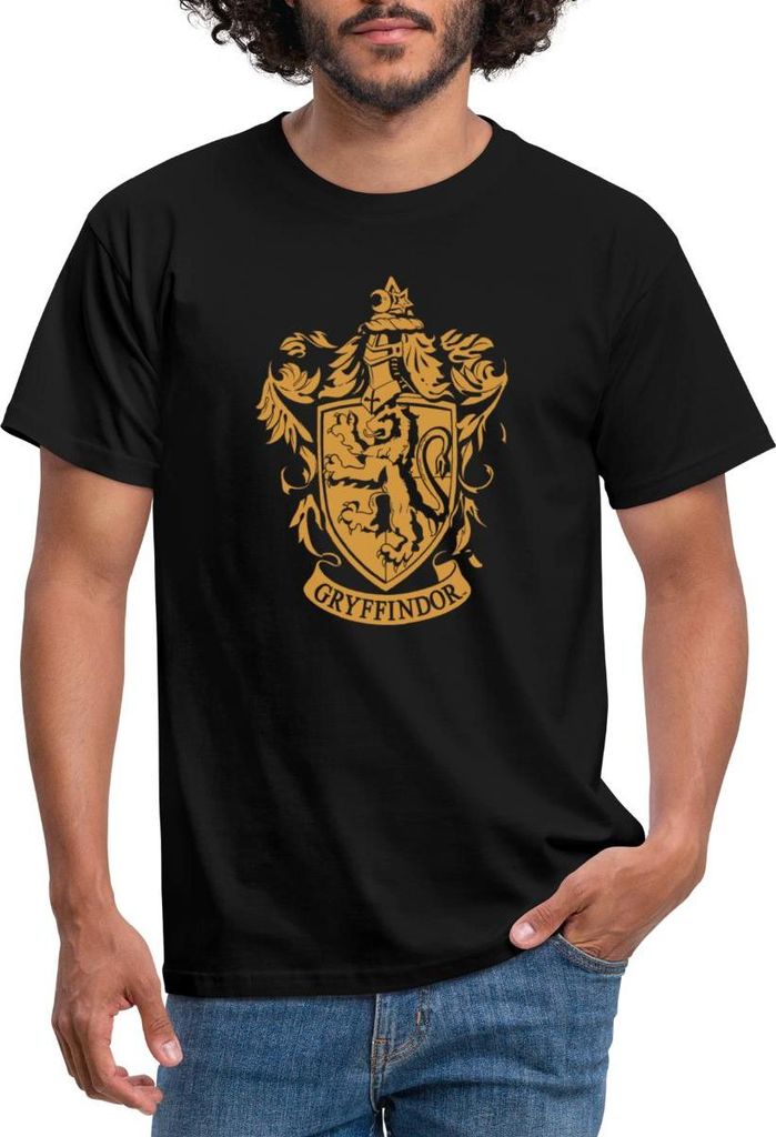 Spreadshirt Harry Potter Haus Gryffindor Wappen Logo Männer T-Shirt, S, Schwarz