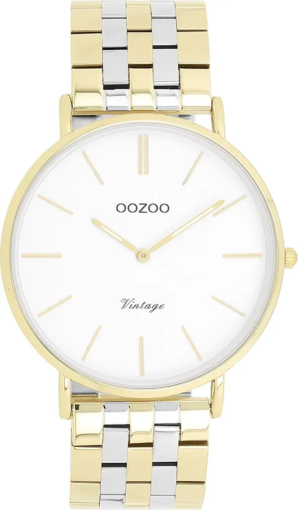 Montre Vintage Femme Oozoo UOC20402 en Métal Argent et Or à Quartz Fin