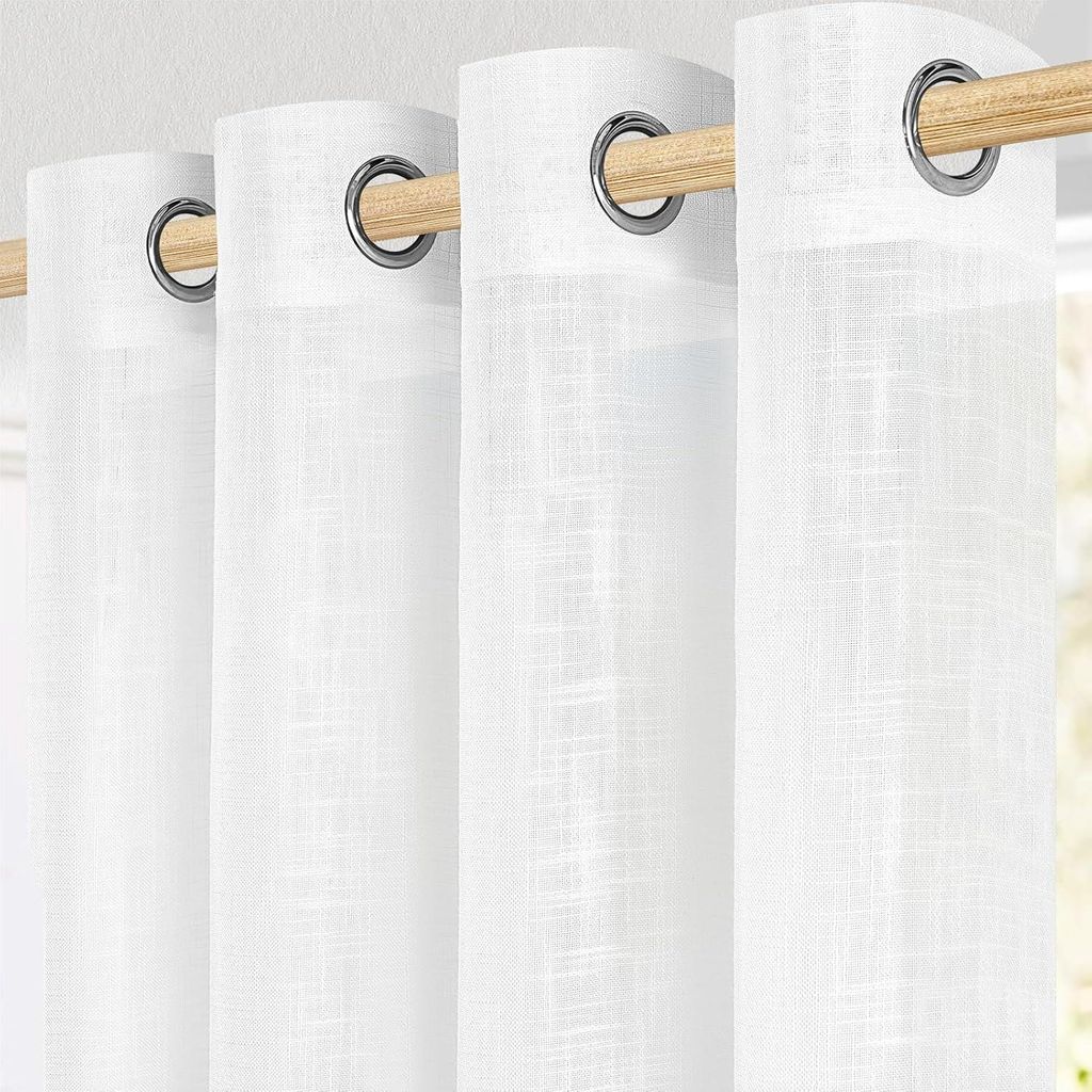 Voile Gardinen 260 x 140 cm, 2er Set, weiß, Leinenoptik, Produktbild 