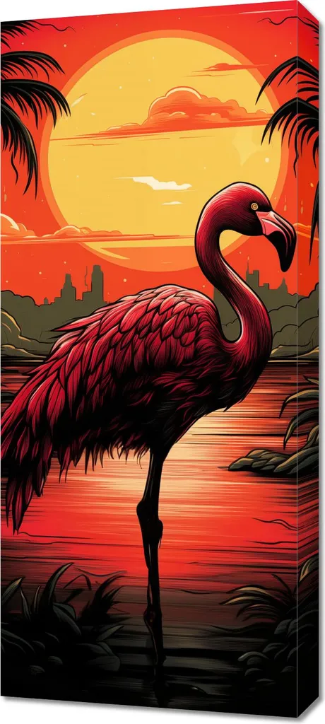 Quadro Fenicottero 40x90 cm - Atmosfera Zen e Tropicale per Casa