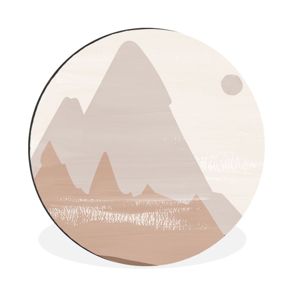 MuchoWow Aluminium Wandkreis Landschaft - Pastell - Abstrakt - Berge Ø 30 cm Wanddeko Modern Wohnzimmer - Wand Bild - Wohnzimmer - Runde Bilder ...