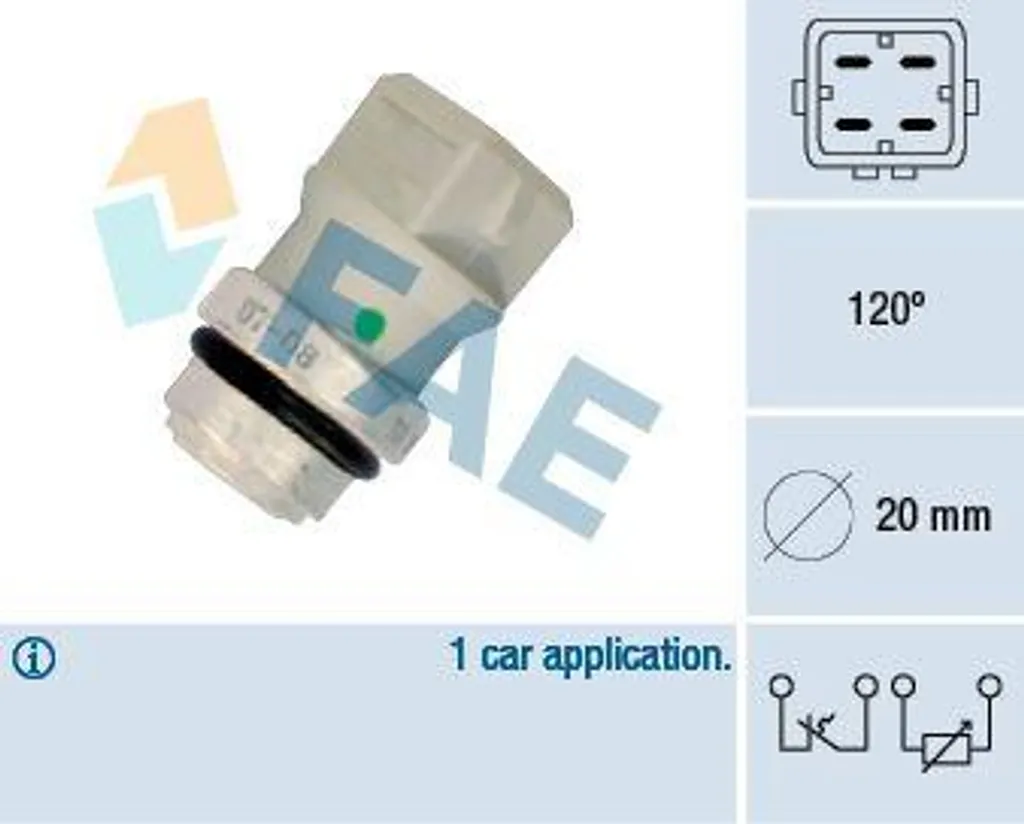 Sonde thermique FAE 34321 avec connectique 4 broches pour VW Golf III