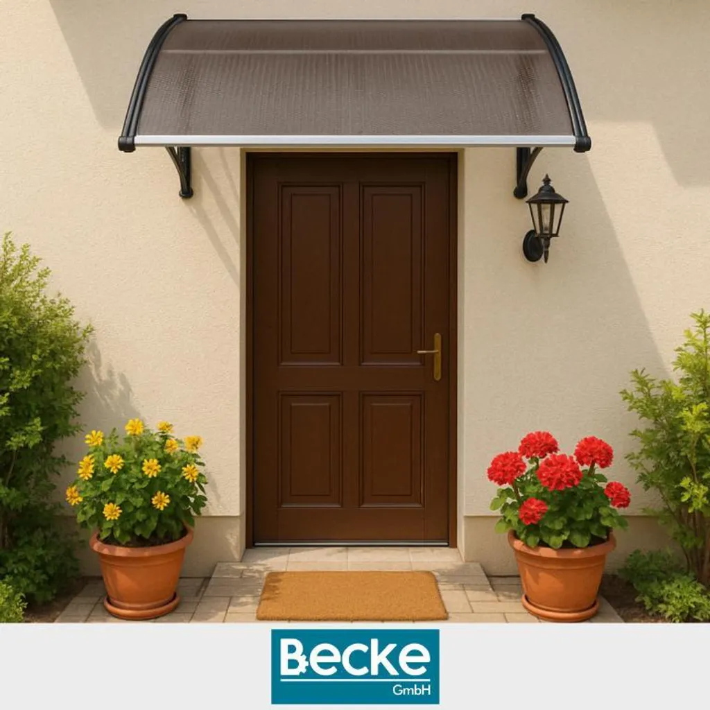 Marquise d'accueil 150x80 polycarbonate brun pour balcon et devanture - 2