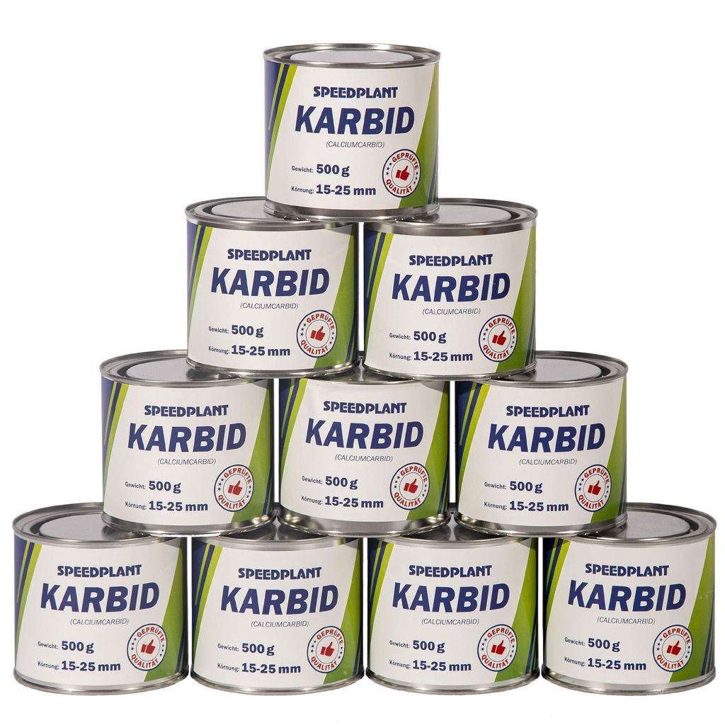 SPEEDPLANT Karbid 5kg (10x 500g) - Carbid Kabit Kabitt karbitt Karbit Karbid Große Feste Steine Körnung 15-25mm - 10 Dosen