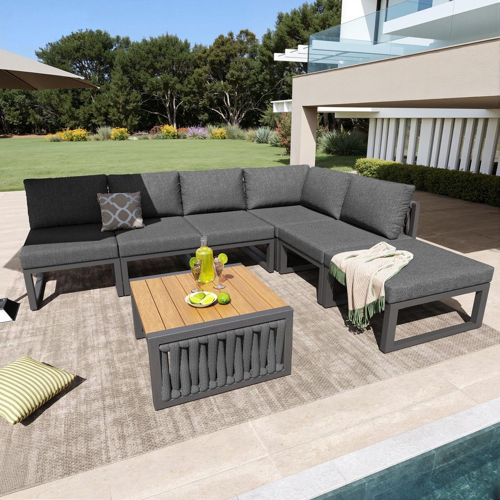 Set da giardino Fliek 7 pezzi, divano angolare con Immagine del prodotto 
