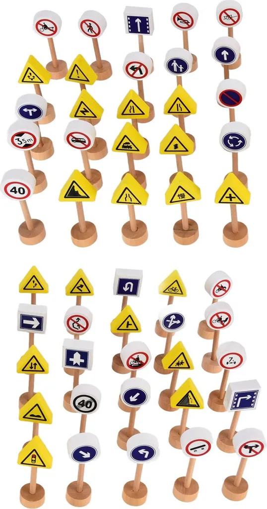 Jeu de Panneaux Routiers en Bois - Circuit de Circulation pour Enfant
