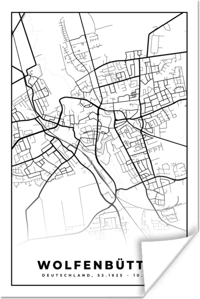 Outdoor-Poster 'Dokkum Stadtplan' – Gartenposter 60x90 Cm, Schwarz-gold, Wetterfest