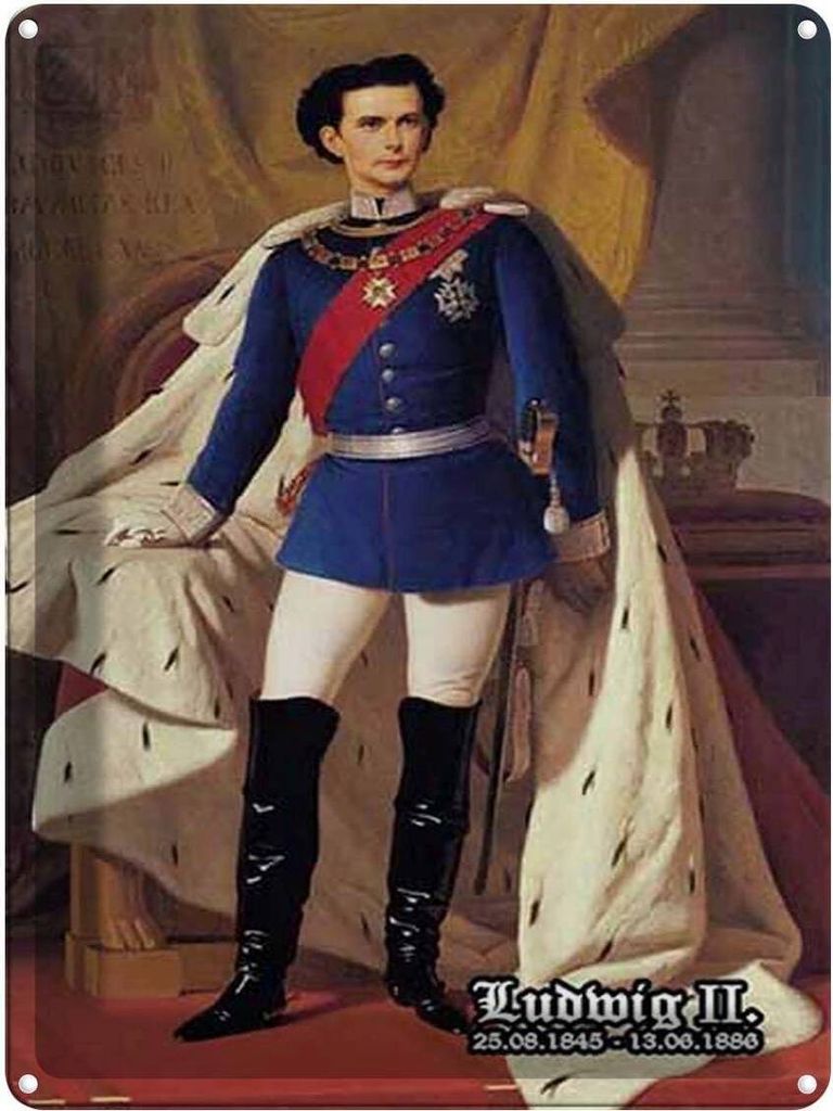 vianmo Blechschild 40x30 cm Portrait Ludwig II König 1845 Bayern