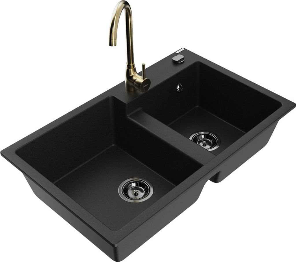 Mexen Tomas 2-Becken-Granitspüle mit Mischbatterie Telma, Produktbild 