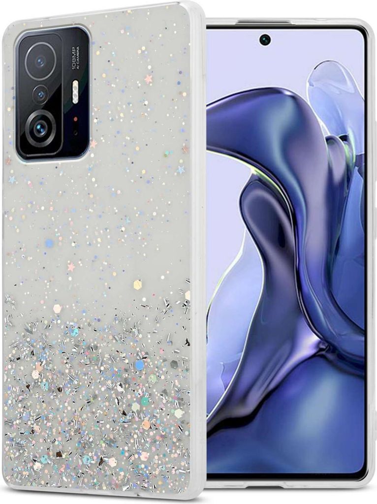 Cadorabo Hülle für Xiaomi 11T / 11T PRO in Transparent mit Glitter Schutzhülle aus flexiblem TPU Silikon mit funkelnden Glitter Case Cover Etui ...