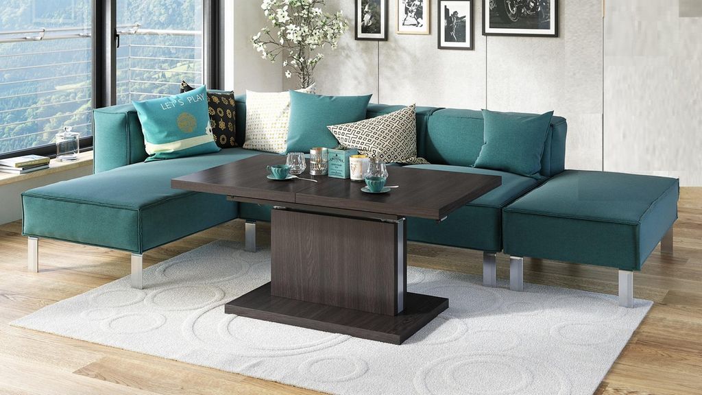 Design Couchtisch Tisch Aston stufenlos höhenverstellbar ausziehbar 120 bis 200cm Esstisch