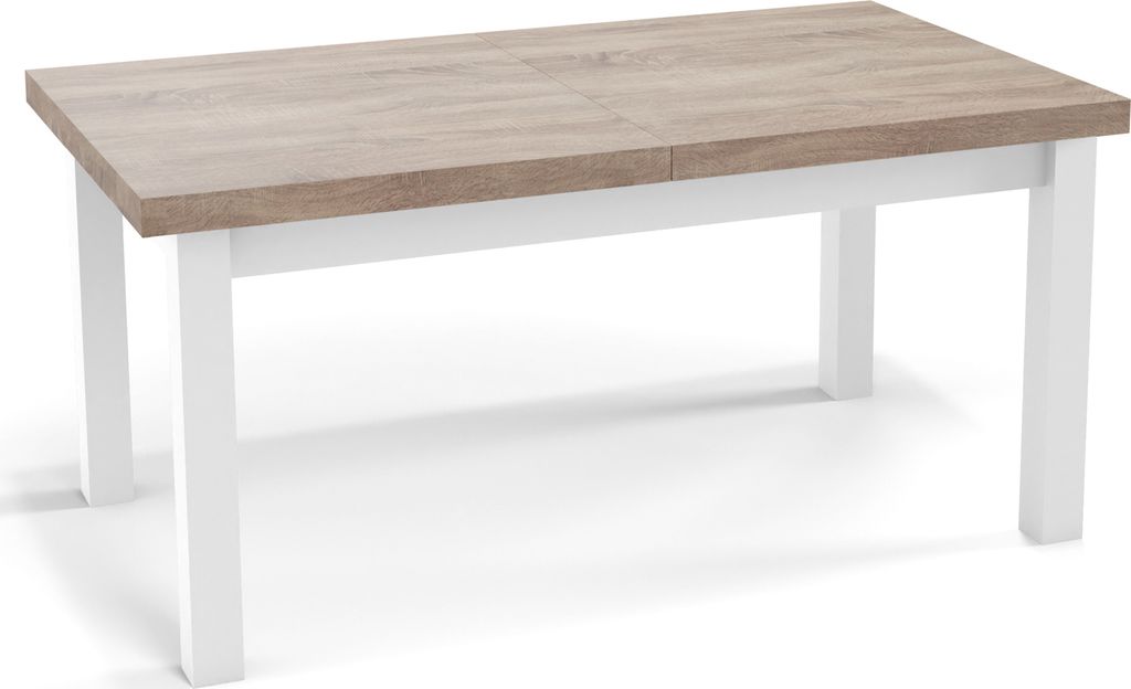 Moderner Rechteckiger Ausziehbarer Esstisch - Platzsparend - Weißen Holzbeine - 120 bis 160 cm - Hergestellt in EU - 120 x 80 cm - Sonoma Eiche