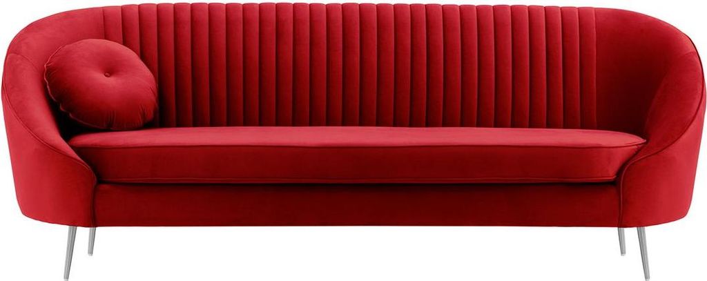 Dreisitzer-Sofa Kooper mit Ziernähten-Velluto 7-chrome metal