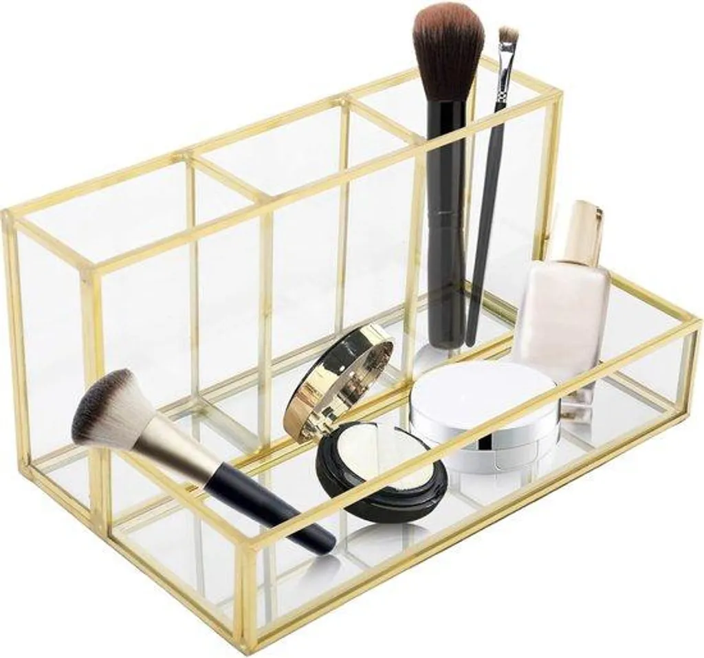 Porte-pot de maquillage ancien transparent avec 4 compartiments tri