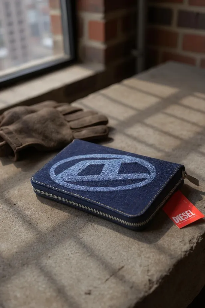 Sécurisez vos Cartes avec ce Portefeuille Diesel Zippé Bleu Look Denim