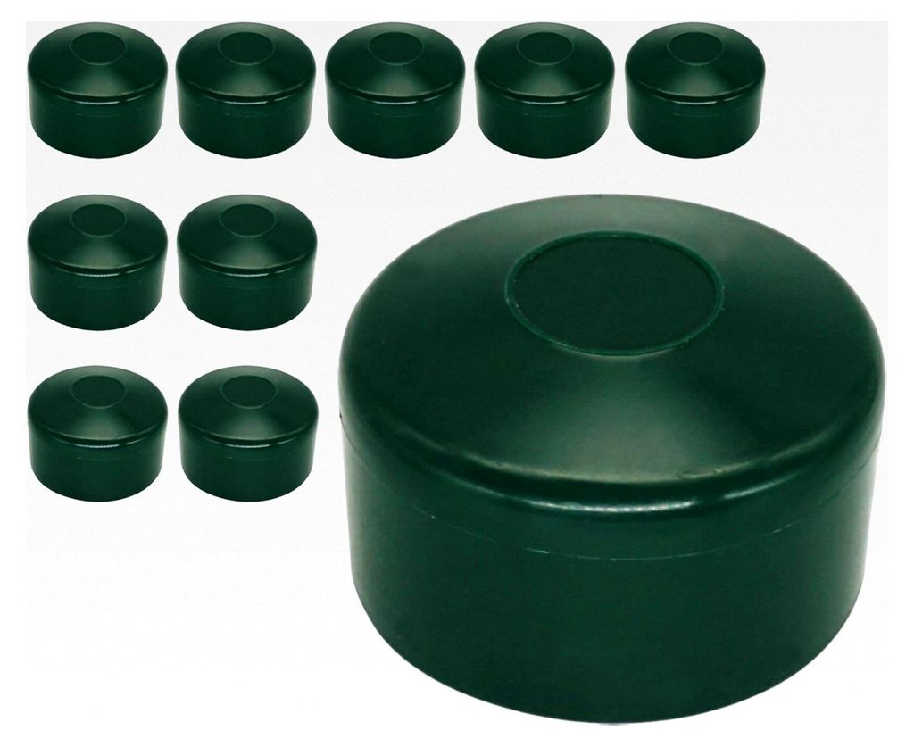 (10 Stück) Runde Zaunpfostenkappen 60 mm grün Kunststoffkappen für runde Zaunpfosten