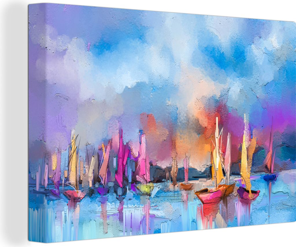 OneMillionCanvasses - Leinwandbilder - 140x90 cm, Ölgemälde - Boot, Wandbilder Kunstdruck Wanddekoration - Foto auf Leinwand - Gemälde auf Hol...