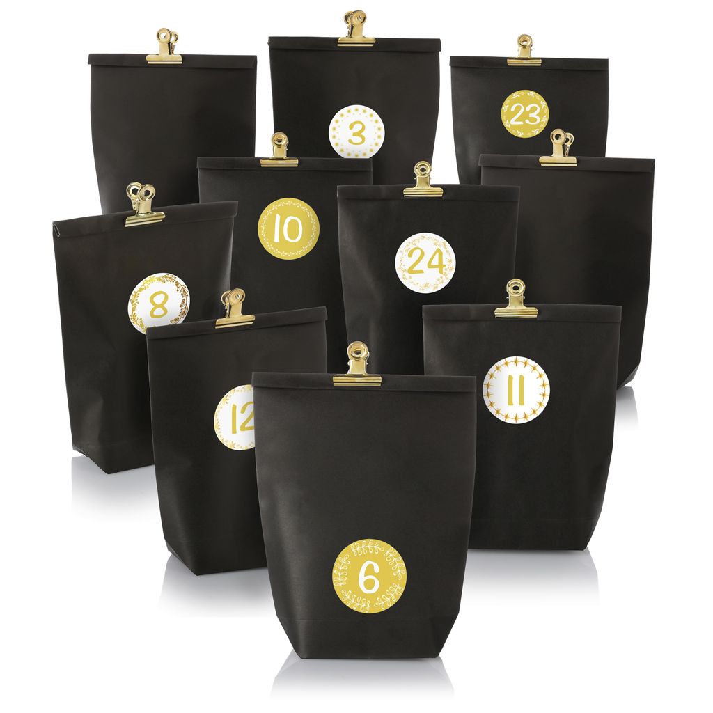 Nordstern Adventskalender zum Befüllen Schwarz Gold - DIY Produktbild 