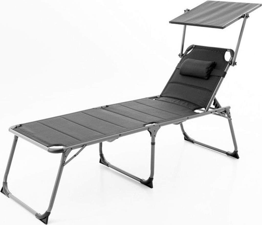XXL-Komfort-Sonnenliege inkl. Kissen gepolstert aus Aluminium/Schwarz
