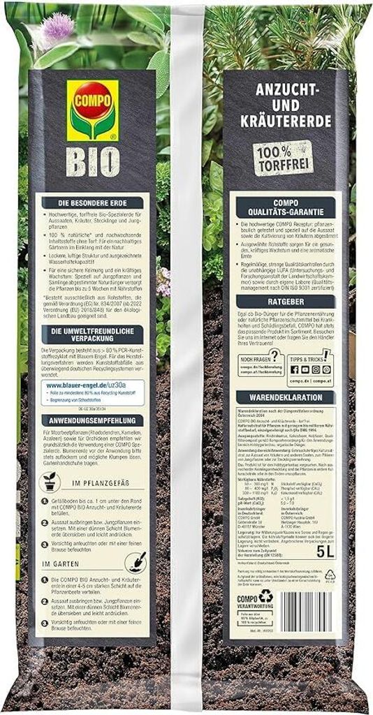 COMPOAnzucht- und Kräutererde torffrei - 5 Liter Produktbild 2
