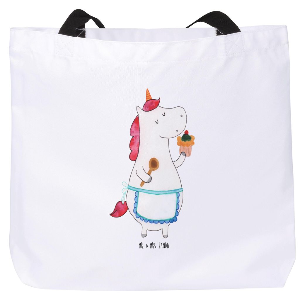 Mr. & Mrs. Panda Reisetasche Einhorn Küche - Weiß - Geschenk, Strandtasche, Kuchen, Einhörner, Einkaufstasche, Unicorn, Laptoptasche, Backen, Ta...