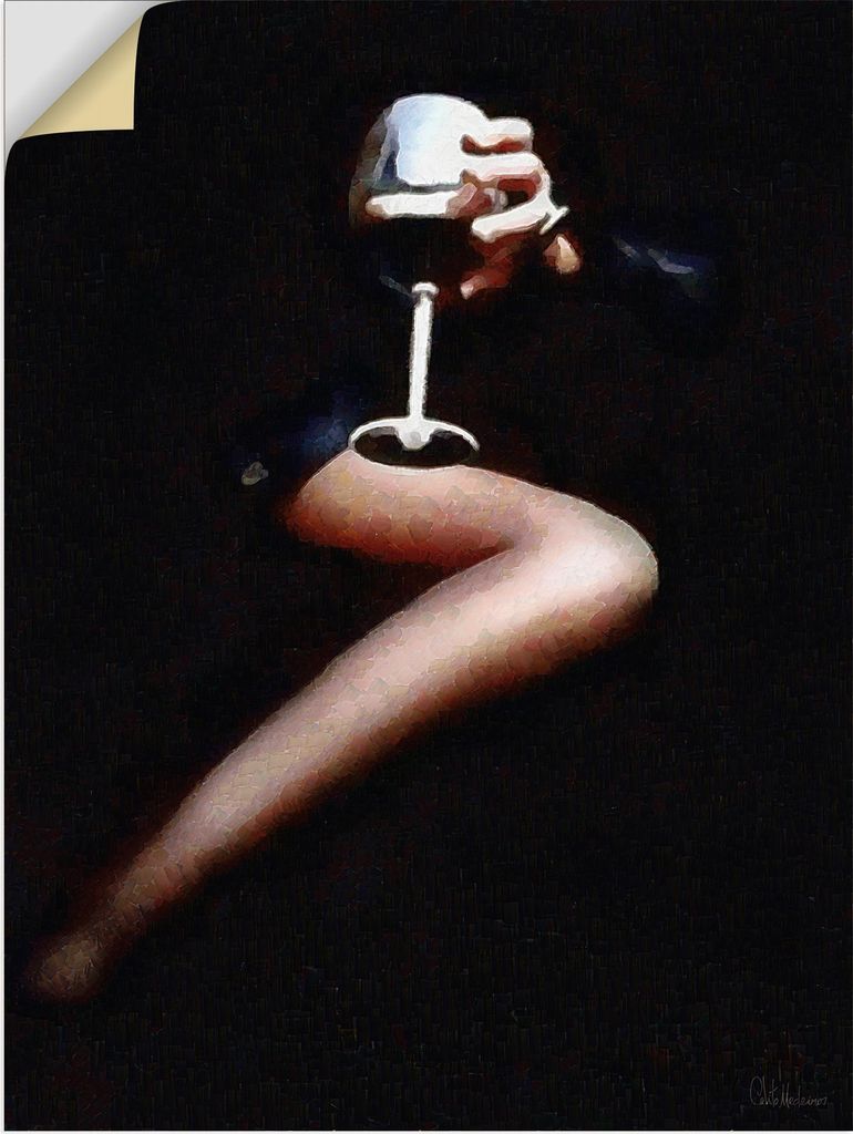 ARTland Wandbild, selbstklebend Dame mit einem Glas Rotwein Größe: 60x80 cm