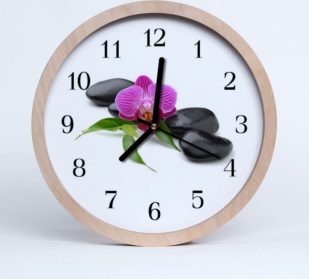 Holzuhr 30fi cm wanduhr - Orchidee Blumen