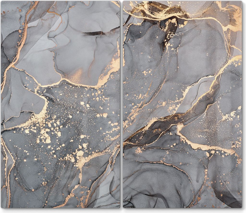 DEQORI Herdabdeckplatte Glas 2-tlg 'Elegantes Marmormuster' Produktbild 