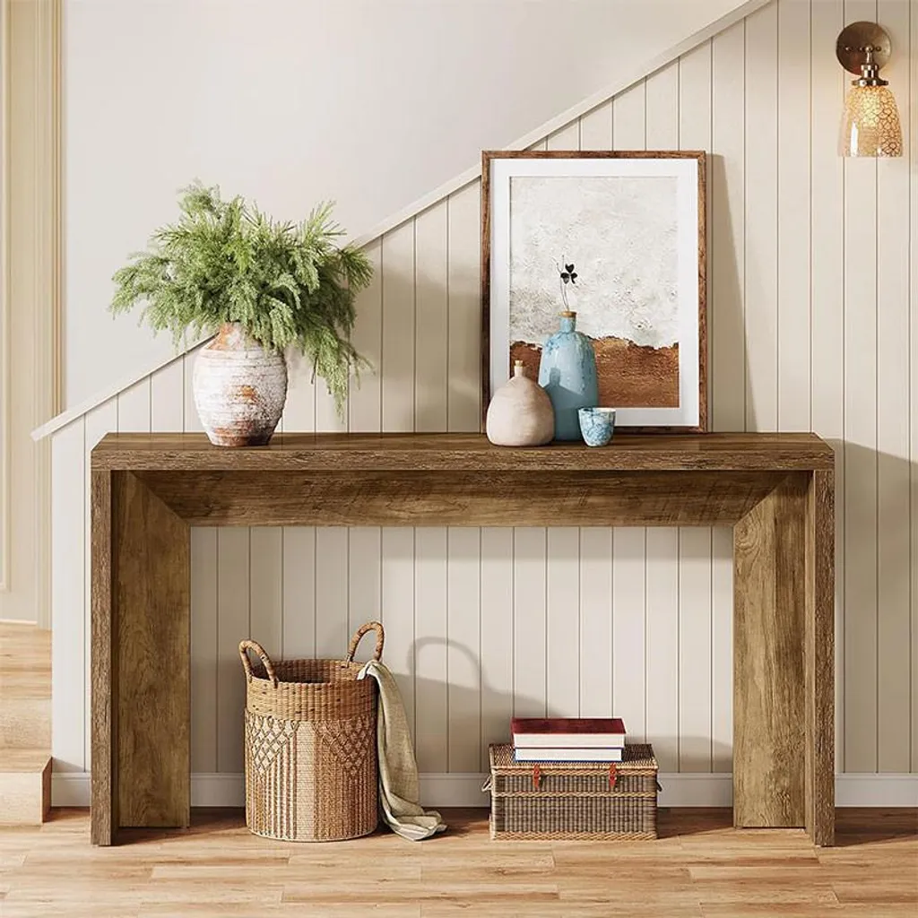 Table basse marron extra longue 149cm HOGA-ZF0010 au design robuste - 3