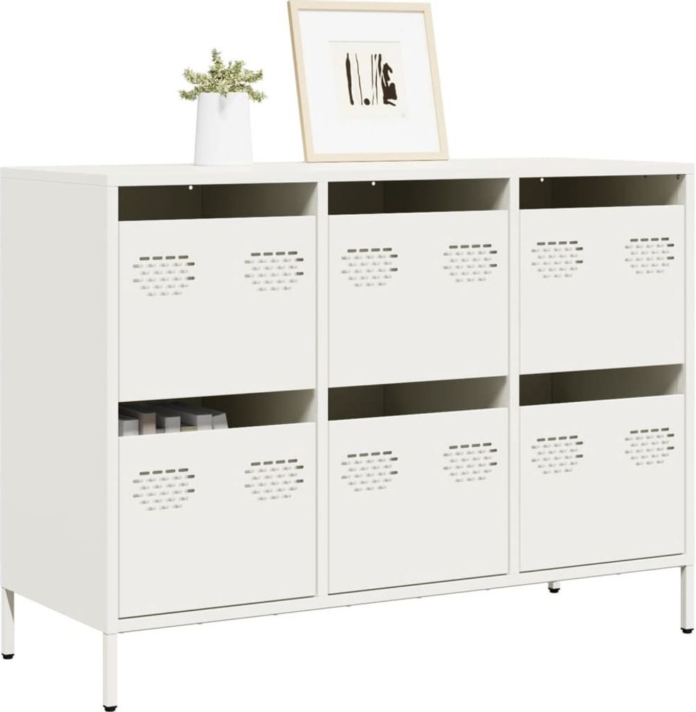 Maison Exclusive - Sideboard Weiß 101,5x39x73,5 cm Kaltgewalzter Stahl