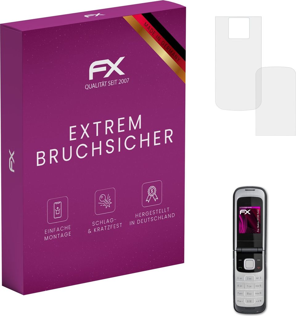 atFoliX FX-Hybrid-Glass Displayfolie kompatibel mit Nokia 2720 Fold Glasfolie
