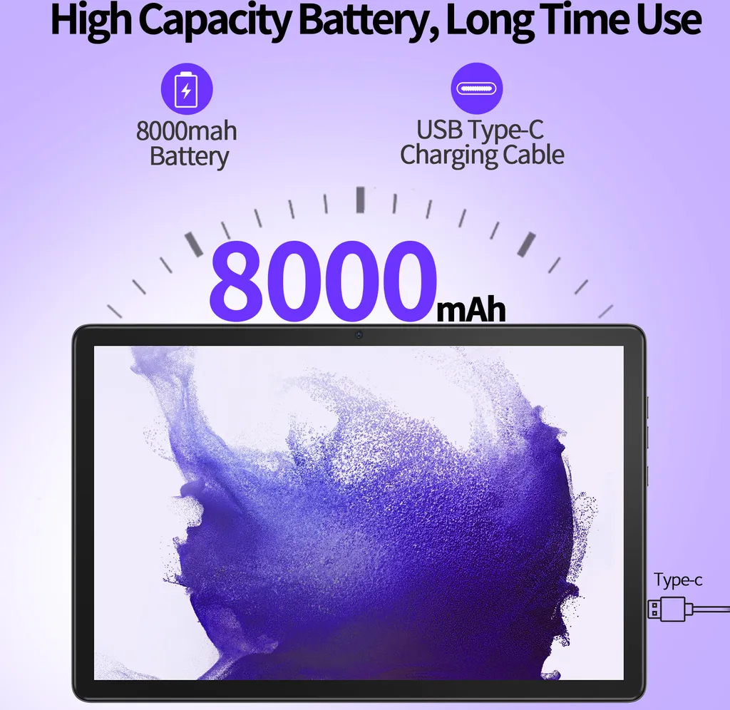 Tablette Tactile pour Streaming et Télétravail Écran Full HD - 8