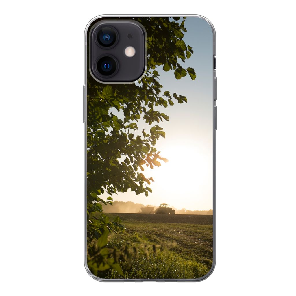 MuchoWow Handyhülle Schutzhülle Hülle für iPhone 12 Traktor - Bauernhof - Sonne Silikon Softcase Handy Hülle - Schutzhülle