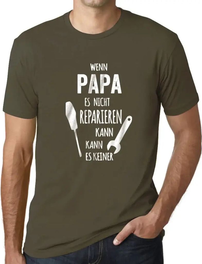 Herren Grafik T-Shirt Wenn Papa Es Nicht Repairen Kann Öko-Verantwortlich Vintage Jahrgang Kurzarm Lustige Druck Geburtstag Geschenk Mann
