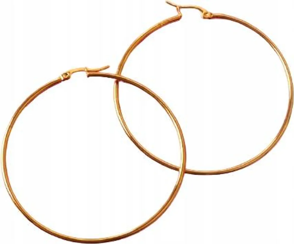 Grandi Orecchini Cerchio 6 cm Acciaio Oro - Creoli Grosse Goldstahl