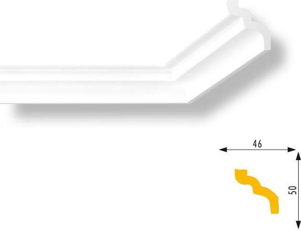 PROVISTON Stuckleiste 46 x 50 x 2000 mm Deckenleiste Polystyrol Styroporleiste Weiß Leicht und stabil Hochwertig Schnell montiert