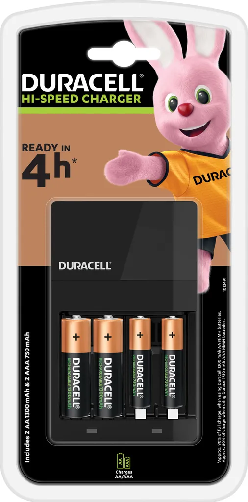 Pack chargeur Duracell CEF14 pour piles de maison (AA/AAA avec piles)