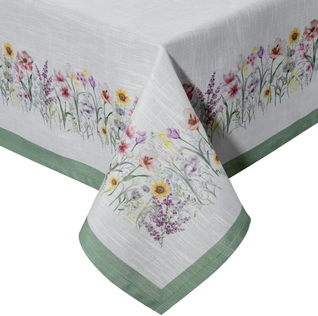 Tovaglia Floreale Eurofirany 140x180 - Decorazione Tavola Verde Salvia