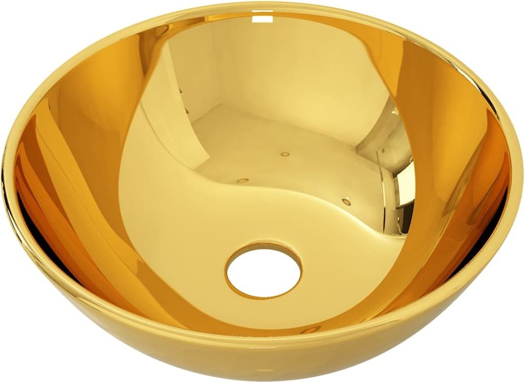 vidaXL Waschbecken 28 x 10 cm Keramik Golden Produktbild 