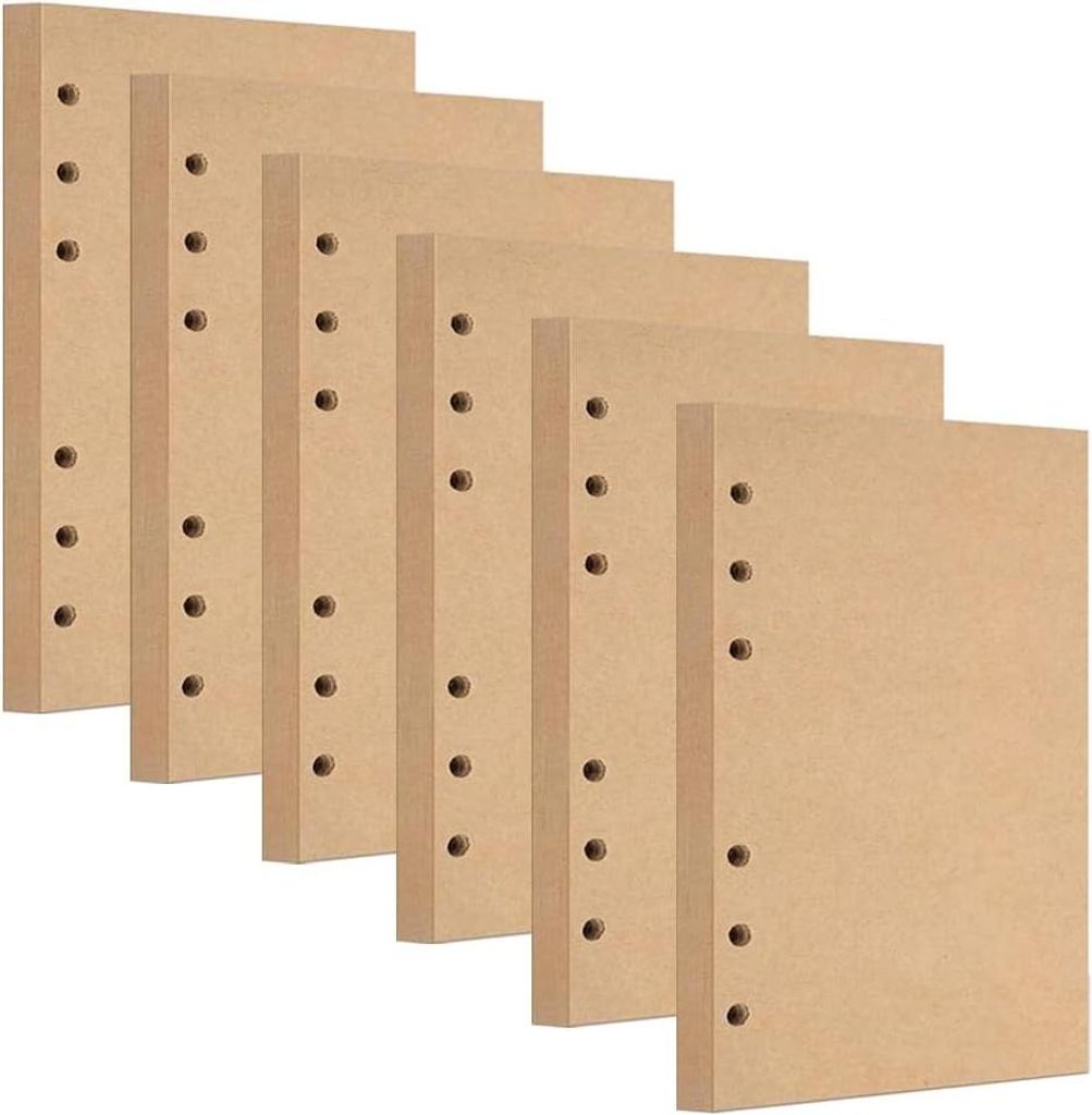 Navulpapier A5 - 270 Blätter (6 Stück) - Weißes Kraftpapier mit 6 Löchern für Notizbücher