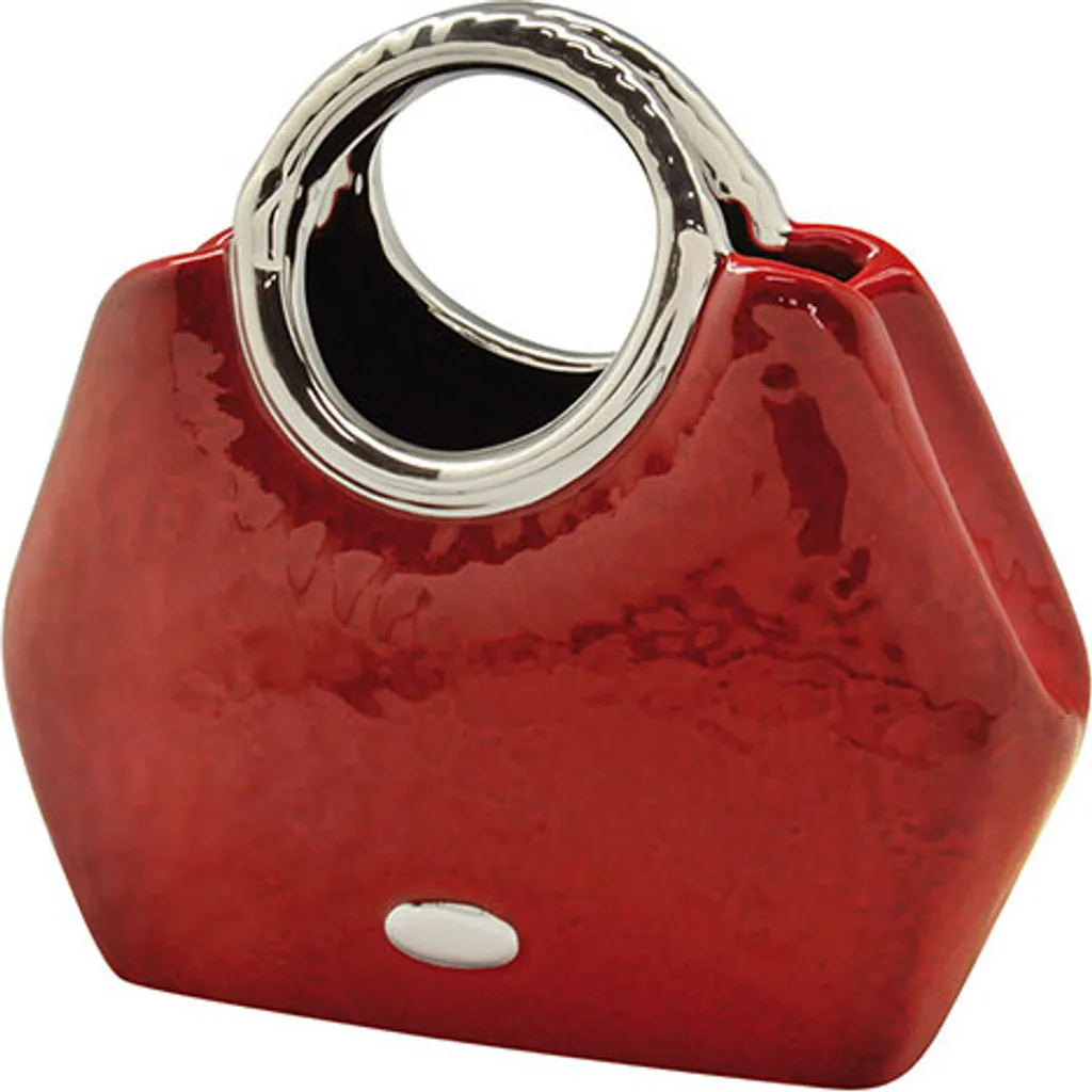 GILDE Milano 43386 Vaso Artigianale a Borsa in Ceramica Rossa Lucida