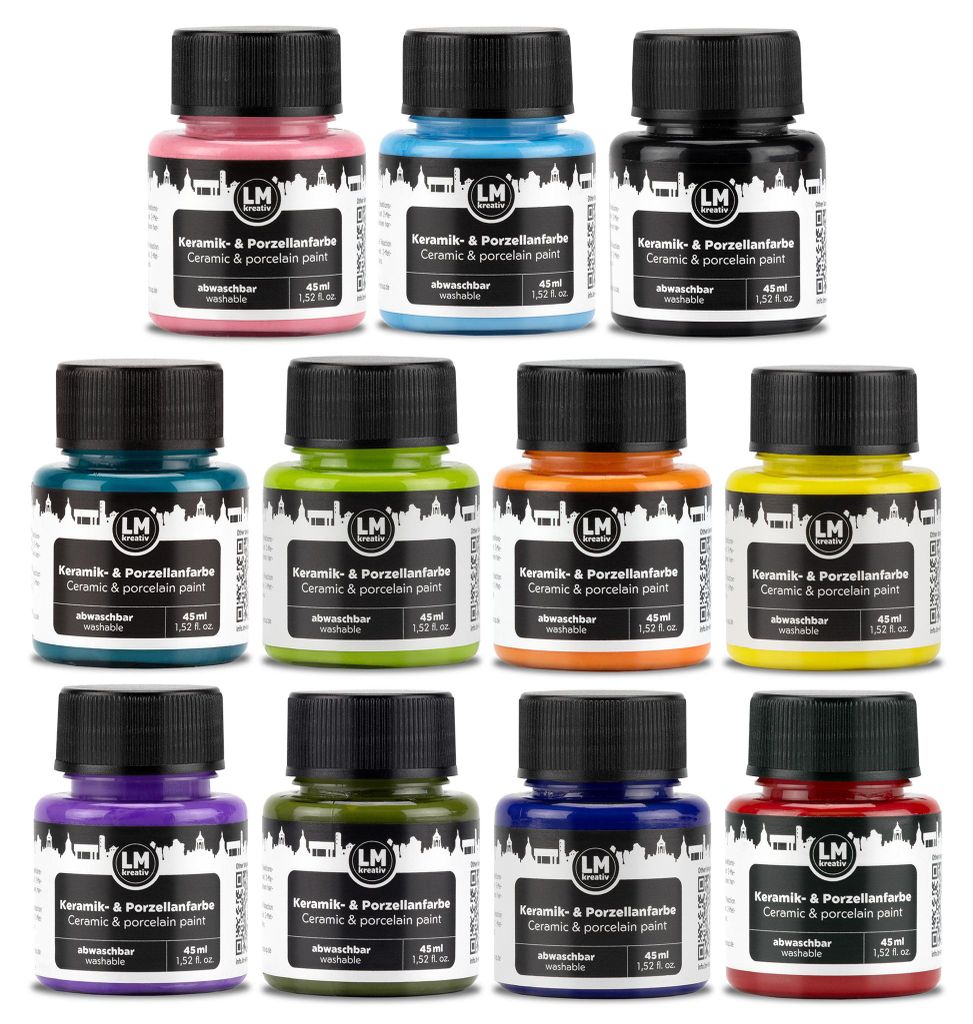 LM-Kreativ Porzellan- & Keramikfarbe Set Vivid Vision, 11 x Produktbild 