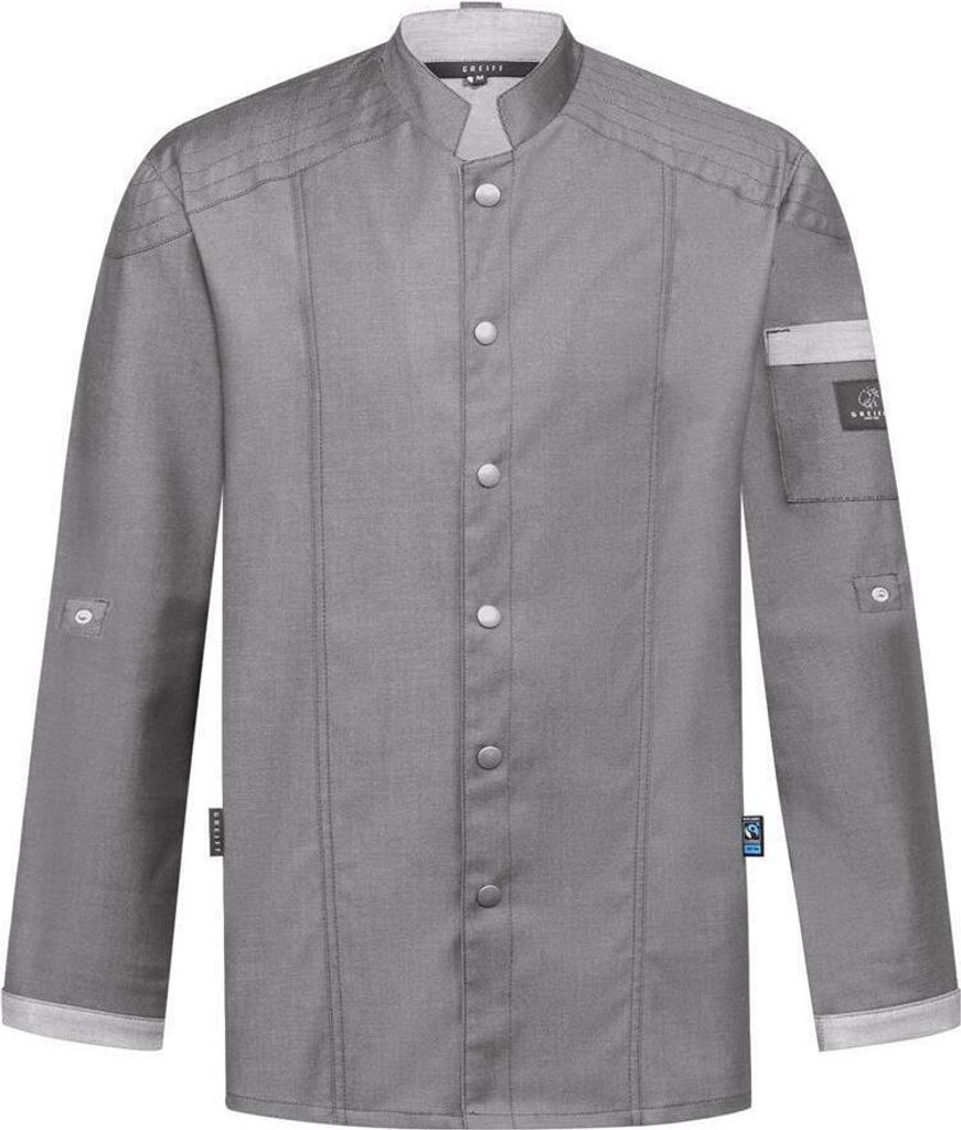Greiff GASTRO-MODA Cuisine Herren Kochjacke Bikerstyle Regular Grau XL