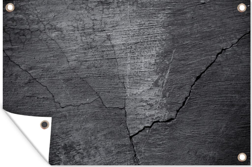 MuchoWow 120x80 cm Outdoor-Poster Gartendeko Sichtschutz Garten Poster für den Garten Beton - Schwarz - Riss