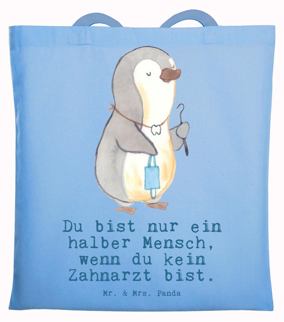 Mr. & Mrs. Panda Tote Bag Zahnarzt Herz - Sky Blue - Geschenk, Tasche, Einkaufstasche, Unitasche, canvas, Schultasche